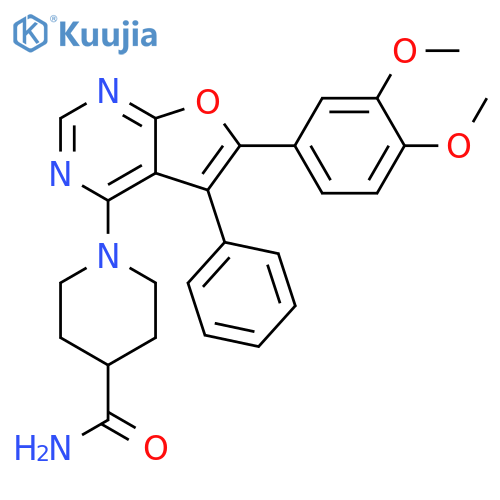 4-Piperidinecarboxamide,1-[6-(3,4-dimethoxyphenyl)-5-phenylfuro[2,3-d]pyrimidin-4-yl]- structure