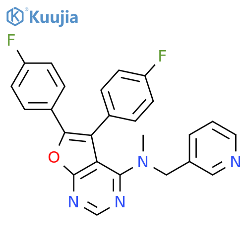 Furo[2,3-d]pyrimidin-4-amine,5,6-bis(4-fluorophenyl)-N-methyl-N-(3-pyridinylmethyl)- structure
