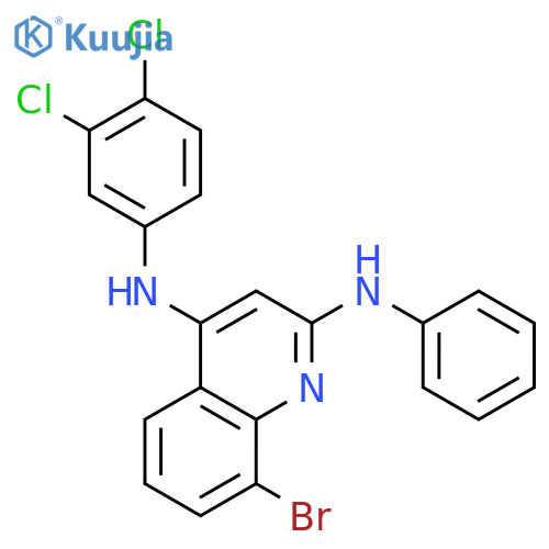 2,4-QUINOLINEDIAMINE, 8-BROMO-N4-(3,4-DICHLOROPHENYL)-N2-PHENYL- structure