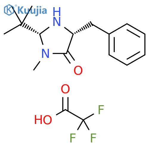 4-Imidazolidinone, 2-(1,1-dimethylethyl)-3-methyl-5-(phenylmethyl)-,(2R,5R)-, mono(trifluoroacetate) structure