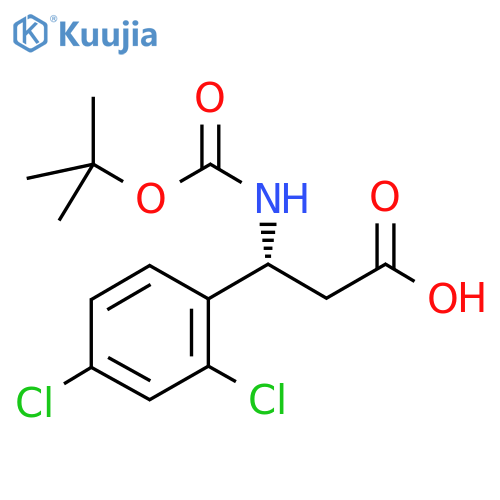 (3R)-3-{(tert-butoxy)carbonylamino}-3-(2,4-dichlorophenyl)propanoic acid structure