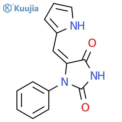 2,4-Imidazolidinedione, 1-phenyl-5-(1H-pyrrol-2-ylmethylene)-, (5E)- structure