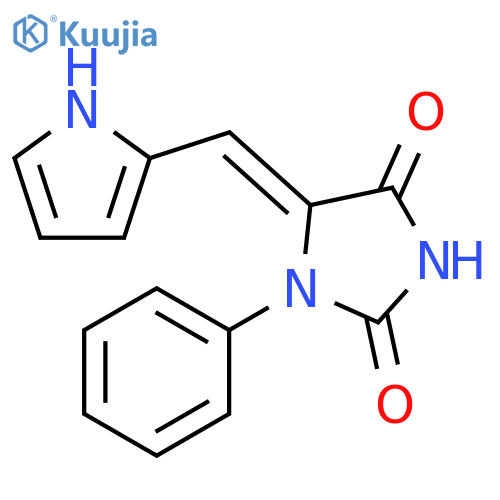2,4-Imidazolidinedione, 1-phenyl-5-(1H-pyrrol-2-ylmethylene)-, (5Z)- structure