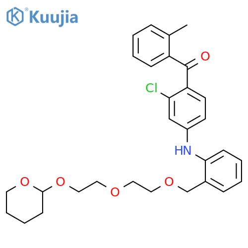 Methanone,[2-chloro-4-[[2-[[2-[2-[(tetrahydro-2H-pyran-2-yl)oxy]ethoxy]ethoxy]methyl]phenyl]amino]phenyl](2-methylphenyl)- structure
