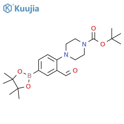1-Piperazinecarboxylic acid,4-[2-formyl-4-(4,4,5,5-tetramethyl-1,3,2-dioxaborolan-2-yl)phenyl]-,1,1-dimethylethyl ester structure
