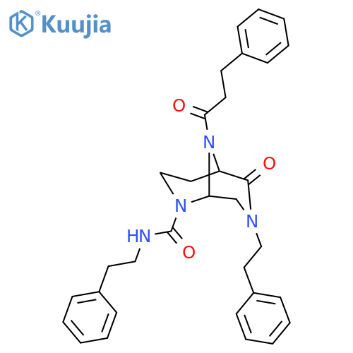 2,7,9-Triazabicyclo[3.3.1]nonane-2-carboxamide,6-oxo-9-(1-oxo-3-phenylpropyl)-N,7-bis(2-phenylethyl)-, (1R,5S)- structure