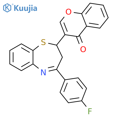 4H-1-Benzopyran-4-one,3-[4-(4-fluorophenyl)-2,3-dihydro-1,5-benzothiazepin-2-yl]- structure