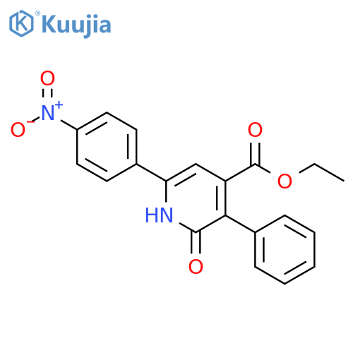 4-Pyridinecarboxylic acid,1,2-dihydro-6-(4-nitrophenyl)-2-oxo-3-phenyl-, ethyl ester structure