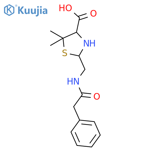 4-Thiazolidinecarboxylicacid, 5,5-dimethyl-2-[[(2-phenylacetyl)amino]methyl]- structure