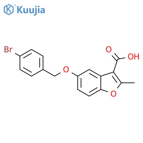 5-(4-bromophenyl)methoxy-2-methyl-1-benzofuran-3-carboxylic acid structure