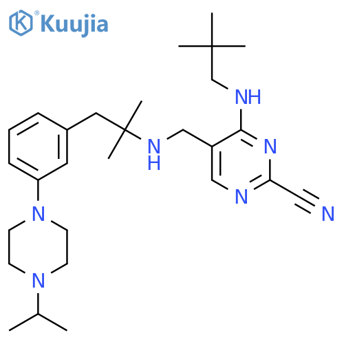 2-Pyrimidinecarbonitrile,5-[[[1,1-dimethyl-2-[3-[4-(1-methylethyl)-1-piperazinyl]phenyl]ethyl]amino]methyl]-4-[(2,2-dimethylpropyl)amino]- structure