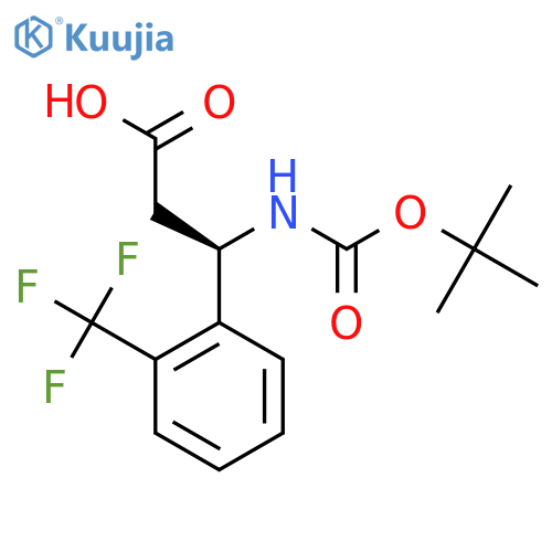 Boc-(R)-3-amino-3-(2-trifluoromethylphenyl)propionic acid structure