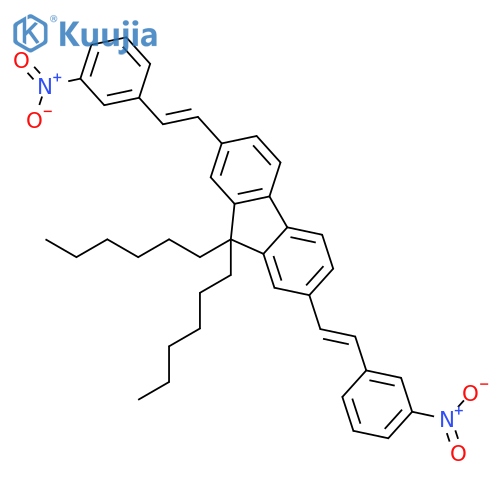 9H-Fluorene, 9,9-dihexyl-2,7-bis[2-(3-nitrophenyl)ethenyl]- structure