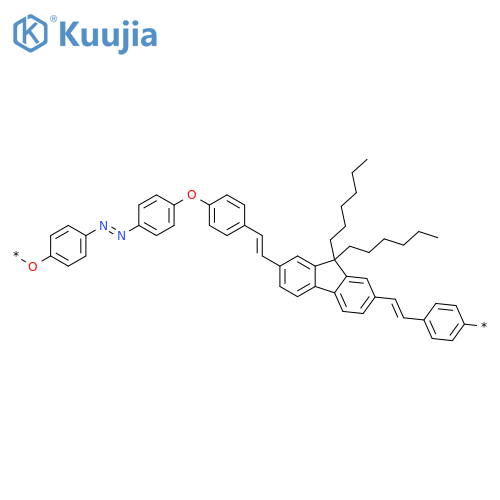Poly[oxy-1,4-phenyleneazo-1,4-phenyleneoxy-1,4-phenylene-1,2-ethenediyl(9,9-dihexyl-9H-fluorene-2,7-diyl)-1,2-ethenediyl-1,4-phenylene] structure