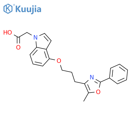 1H-Indole-1-acetic acid, 4-[3-(5-methyl-2-phenyl-4-oxazolyl)propoxy]- structure