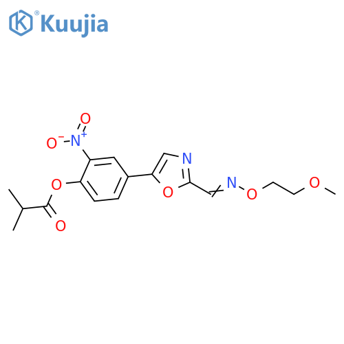 Propanoic acid, 2-methyl-,4-[2-[[(2-methoxyethoxy)imino]methyl]-5-oxazolyl]-2-nitrophenyl ester structure