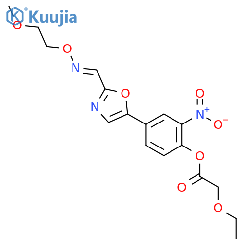 Acetic acid, ethoxy-,4-[2-[[(2-methoxyethoxy)imino]methyl]-5-oxazolyl]-2-nitrophenyl ester structure