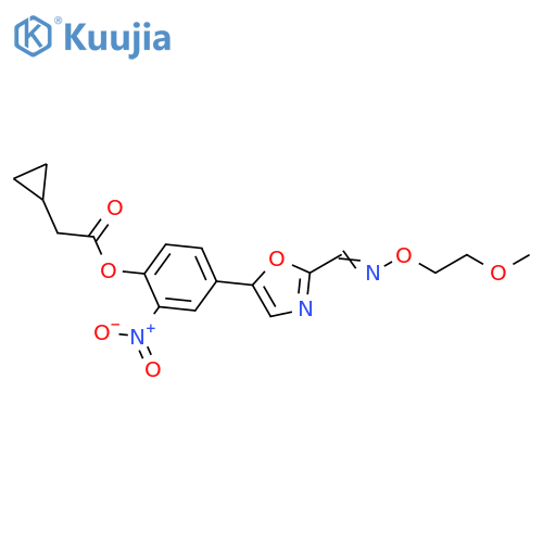 Cyclopropaneacetic acid,4-[2-[[(2-methoxyethoxy)imino]methyl]-5-oxazolyl]-2-nitrophenyl ester structure
