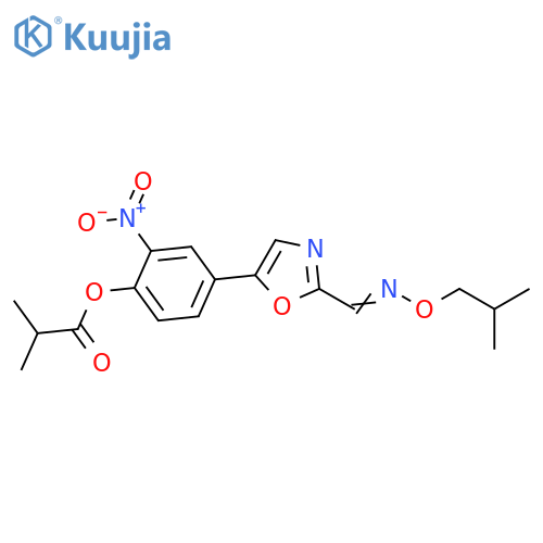 Propanoic acid, 2-methyl-,4-[2-[[(2-methylpropoxy)imino]methyl]-5-oxazolyl]-2-nitrophenyl ester structure
