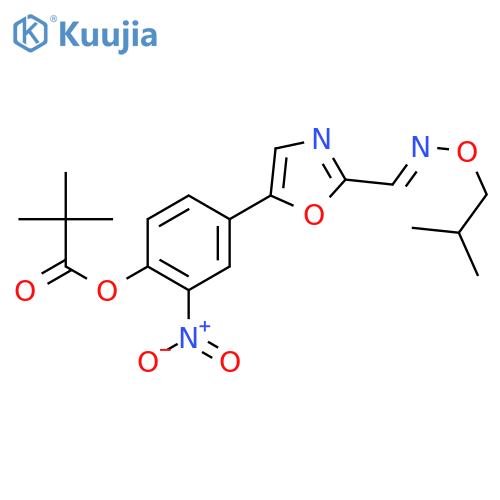 Propanoic acid, 2,2-dimethyl-,4-[2-[[(2-methylpropoxy)imino]methyl]-5-oxazolyl]-2-nitrophenyl ester structure