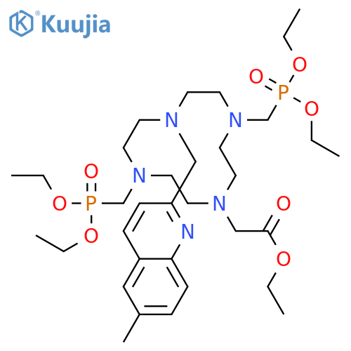 1,4,7,10-Tetraazacyclododecane-1-acetic acid,4,10-bis[(diethoxyphosphinyl)methyl]-7-[(6-methyl-2-quinolinyl)methyl]-,ethyl ester structure
