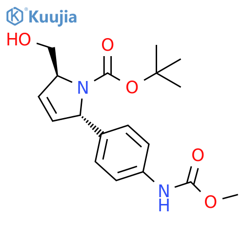 1H-Pyrrole-1-carboxylic acid,2,5-dihydro-2-(hydroxymethyl)-5-[4-[(methoxycarbonyl)amino]phenyl]-,1,1-dimethylethyl ester, (2S,5S)- structure