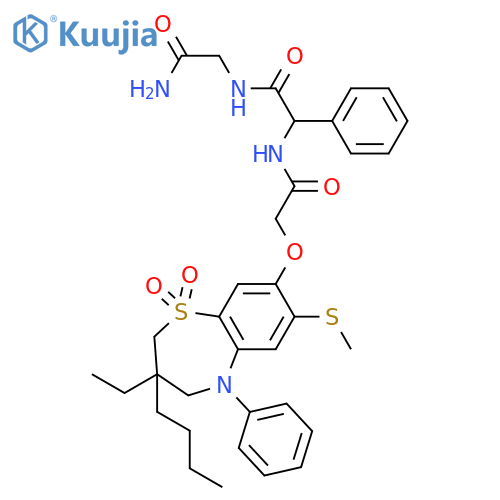 Glycinamide,(2R)-N-[[[3-butyl-3-ethyl-2,3,4,5-tetrahydro-7-(methylthio)-1,1-dioxido-5-phenyl-1,5-benzothiazepin-8-yl]oxy]acetyl]-2-phenylglycyl- structure