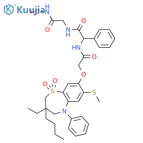 Glycinamide,(2R)-N-[[[3-butyl-3-ethyl-2,3,4,5-tetrahydro-7-(methylthio)-1,1-dioxido-5-phenyl-1,5-benzothiazepin-8-yl]oxy]acetyl]-2-phenylglycyl-N-hydroxy- structure
