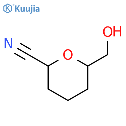 2H-Pyran-2-carbonitrile, tetrahydro-6-(hydroxymethyl)-, (2S,6S)- structure