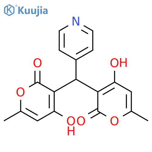 4-hydroxy-3-(4-hydroxy-6-methyl-2-oxo-2H-pyran-3-yl)(pyridin-4-yl)methyl-6-methyl-2H-pyran-2-one structure