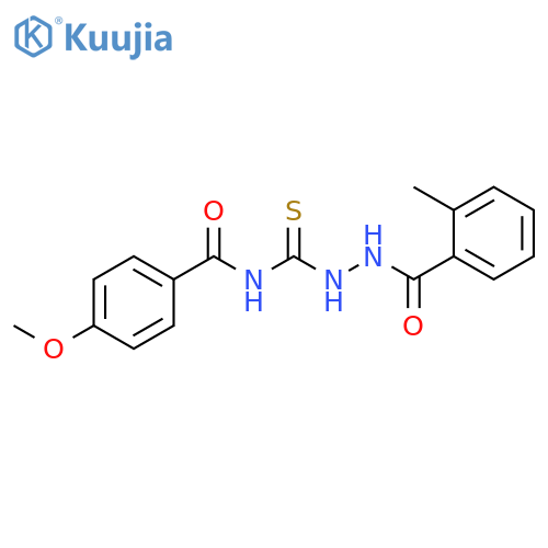 4-methoxy-N-{[2-(2-methylbenzoyl)hydrazino]carbonothioyl}benzamide structure