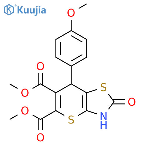 5,6-dimethyl 7-(4-methoxyphenyl)-2-oxo-2H,3H,7H-thiopyrano2,3-d1,3thiazole-5,6-dicarboxylate structure