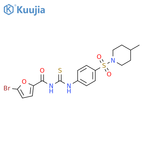 3-(5-bromofuran-2-carbonyl)-1-{4-(4-methylpiperidin-1-yl)sulfonylphenyl}thiourea structure