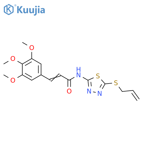 (2E)-N-5-(prop-2-en-1-ylsulfanyl)-1,3,4-thiadiazol-2-yl-3-(3,4,5-trimethoxyphenyl)prop-2-enamide structure
