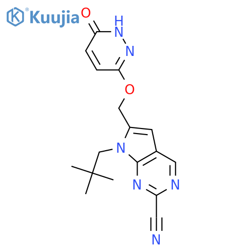 7H-Pyrrolo[2,3-d]pyrimidine-2-carbonitrile,6-[[(1,6-dihydro-6-oxo-3-pyridazinyl)oxy]methyl]-7-(2,2-dimethylpropyl)- structure