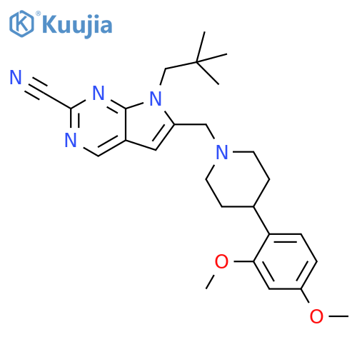 7H-Pyrrolo[2,3-d]pyrimidine-2-carbonitrile,6-[[4-(2,4-dimethoxyphenyl)-1-piperidinyl]methyl]-7-(2,2-dimethylpropyl)- structure