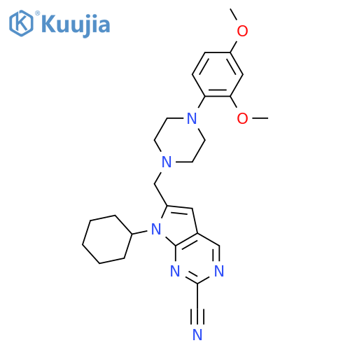 7H-Pyrrolo[2,3-d]pyrimidine-2-carbonitrile,7-cyclohexyl-6-[[4-(2,4-dimethoxyphenyl)-1-piperazinyl]methyl]- structure