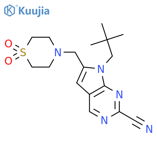 7H-Pyrrolo[2,3-d]pyrimidine-2-carbonitrile,7-(2,2-dimethylpropyl)-6-[(1,1-dioxido-4-thiomorpholinyl)methyl]- structure