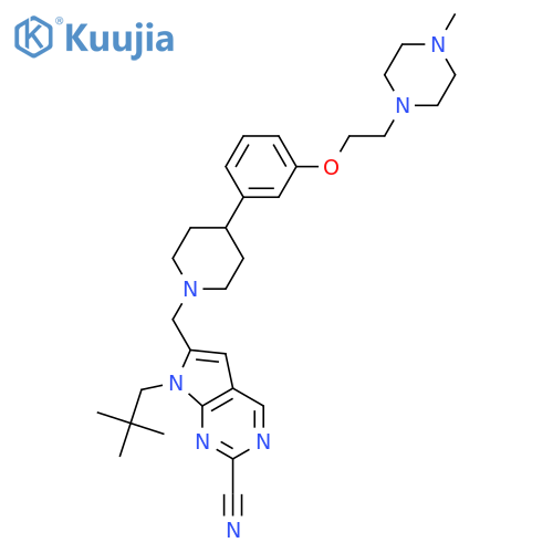 7H-Pyrrolo[2,3-d]pyrimidine-2-carbonitrile,7-(2,2-dimethylpropyl)-6-[[4-[3-[2-(4-methyl-1-piperazinyl)ethoxy]phenyl]-1-piperidinyl]methyl]- structure