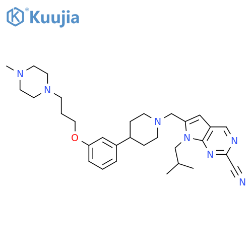 7H-Pyrrolo[2,3-d]pyrimidine-2-carbonitrile,6-[[4-[3-[3-(4-methyl-1-piperazinyl)propoxy]phenyl]-1-piperidinyl]methyl]-7-(2-methylpropyl)- structure