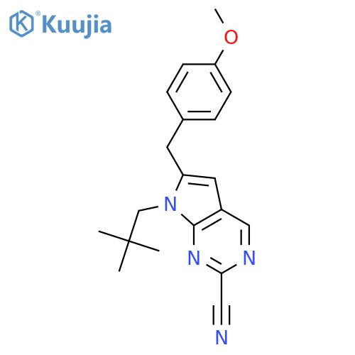 7H-Pyrrolo[2,3-d]pyrimidine-2-carbonitrile,7-(2,2-dimethylpropyl)-6-[(4-methoxyphenyl)methyl]- structure