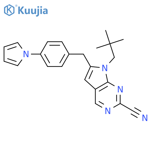 7H-Pyrrolo[2,3-d]pyrimidine-2-carbonitrile,7-(2,2-dimethylpropyl)-6-[[4-(1H-pyrrol-1-yl)phenyl]methyl]- structure