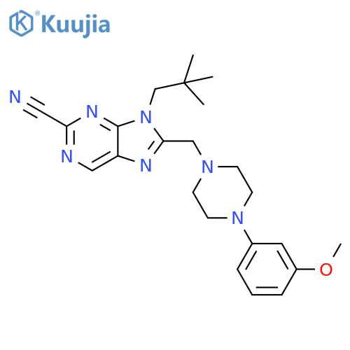 9H-Purine-2-carbonitrile,9-(2,2-dimethylpropyl)-8-[[4-(3-methoxyphenyl)-1-piperazinyl]methyl]- structure