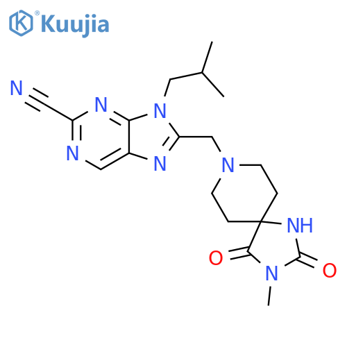9H-Purine-2-carbonitrile,8-[(3-methyl-2,4-dioxo-1,3,8-triazaspiro[4.5]dec-8-yl)methyl]-9-(2-methylpropyl)- structure