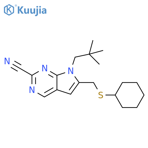 7H-Pyrrolo[2,3-d]pyrimidine-2-carbonitrile,6-[(cyclohexylthio)methyl]-7-(2,2-dimethylpropyl)- structure