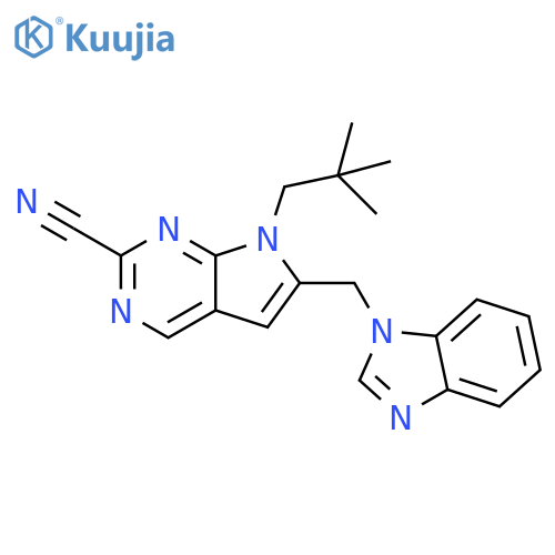 7H-Pyrrolo[2,3-d]pyrimidine-2-carbonitrile,6-(1H-benzimidazol-1-ylmethyl)-7-(2,2-dimethylpropyl)- structure