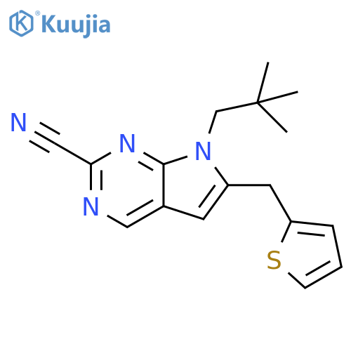 7H-Pyrrolo[2,3-d]pyrimidine-2-carbonitrile,7-(2,2-dimethylpropyl)-6-(2-thienylmethyl)- structure