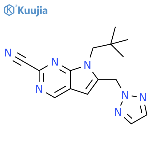 7H-Pyrrolo[2,3-d]pyrimidine-2-carbonitrile,7-(2,2-dimethylpropyl)-6-(2H-1,2,3-triazol-2-ylmethyl)- structure