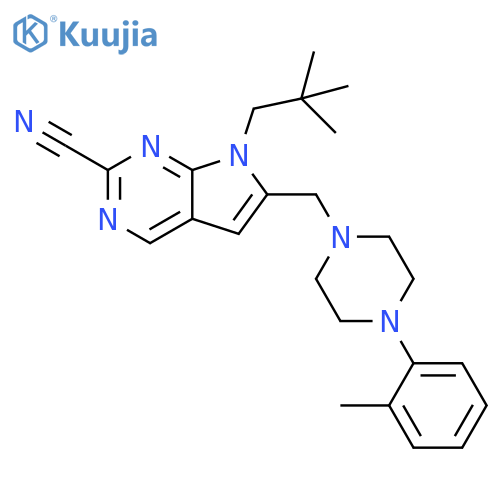 7H-Pyrrolo[2,3-d]pyrimidine-2-carbonitrile,7-(2,2-dimethylpropyl)-6-[[4-(2-methylphenyl)-1-piperazinyl]methyl]- structure