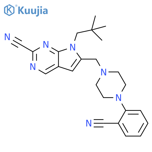 7H-Pyrrolo[2,3-d]pyrimidine-2-carbonitrile,6-[[4-(2-cyanophenyl)-1-piperazinyl]methyl]-7-(2,2-dimethylpropyl)- structure